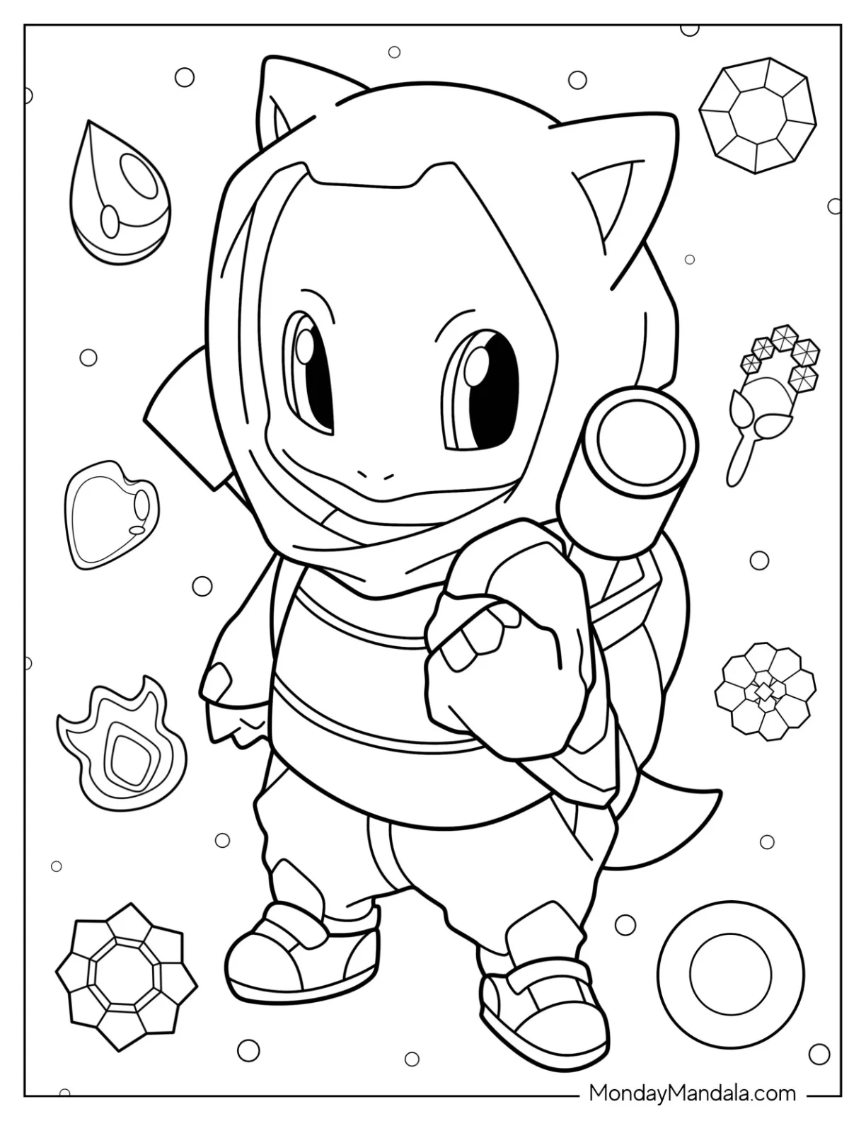 Baby Squirtle Coloring Page In Blastoise Costume coloring page