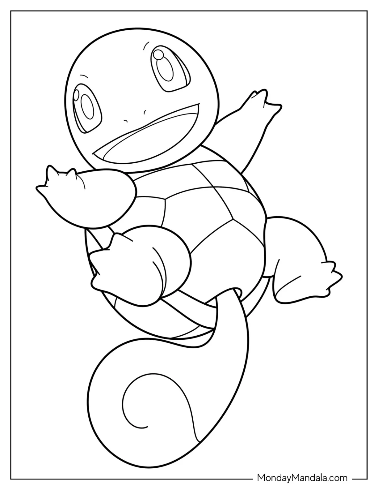 Jumping Squirtle Coloring Page For Preschoolers coloring page