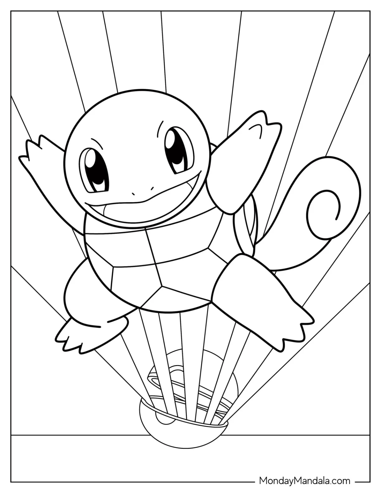 Squirtle Coloring Page Of Coming Out Of Pokeball coloring page — printable line art
