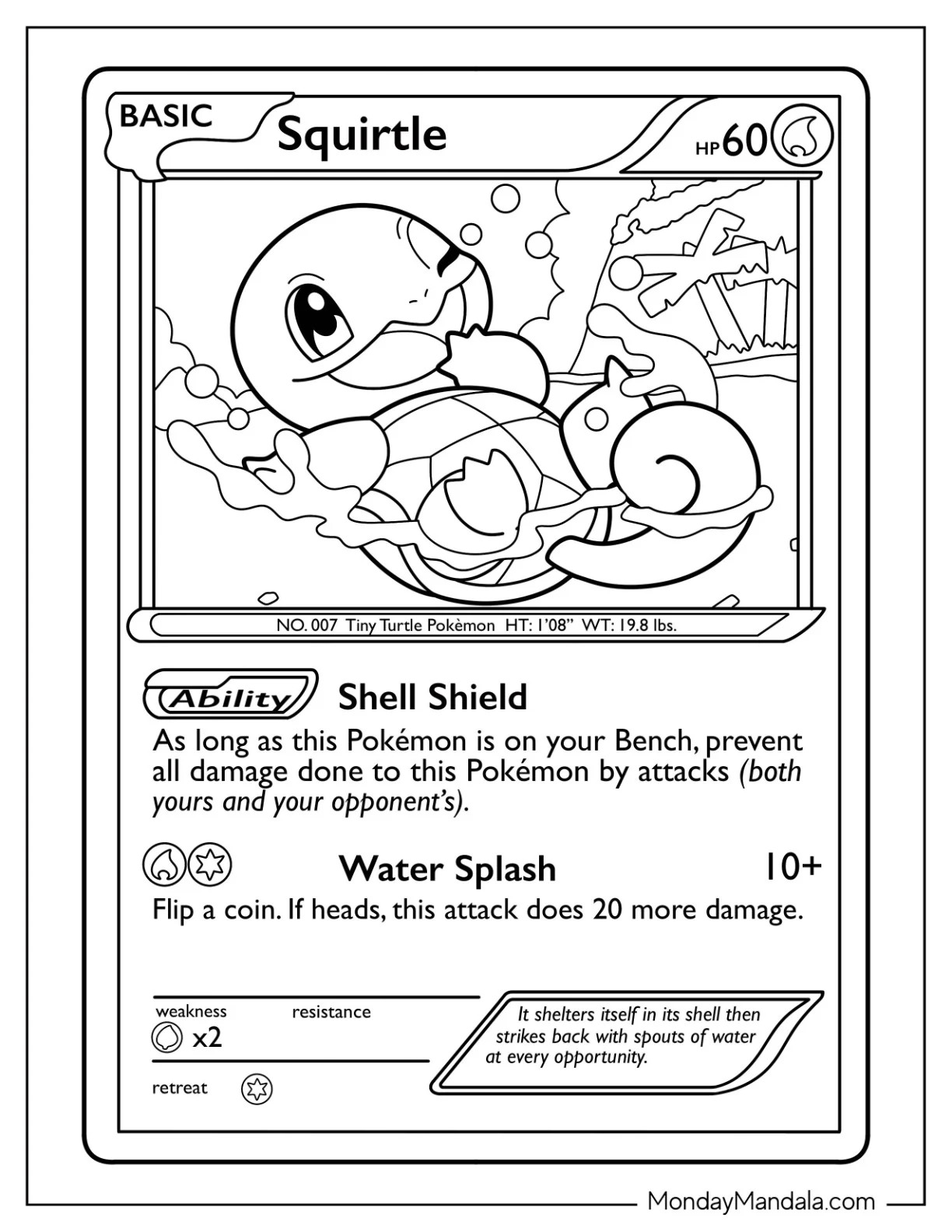 Squirtle Coloring Page Of Shell Shield Pokemon Card coloring page