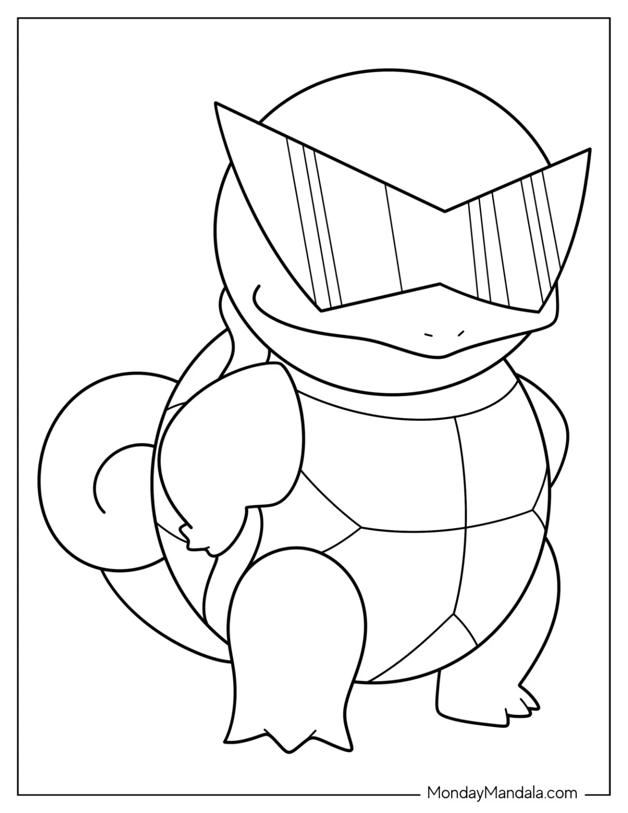 Squirtle Coloring Page Of Squad Member With Sunglasses coloring page