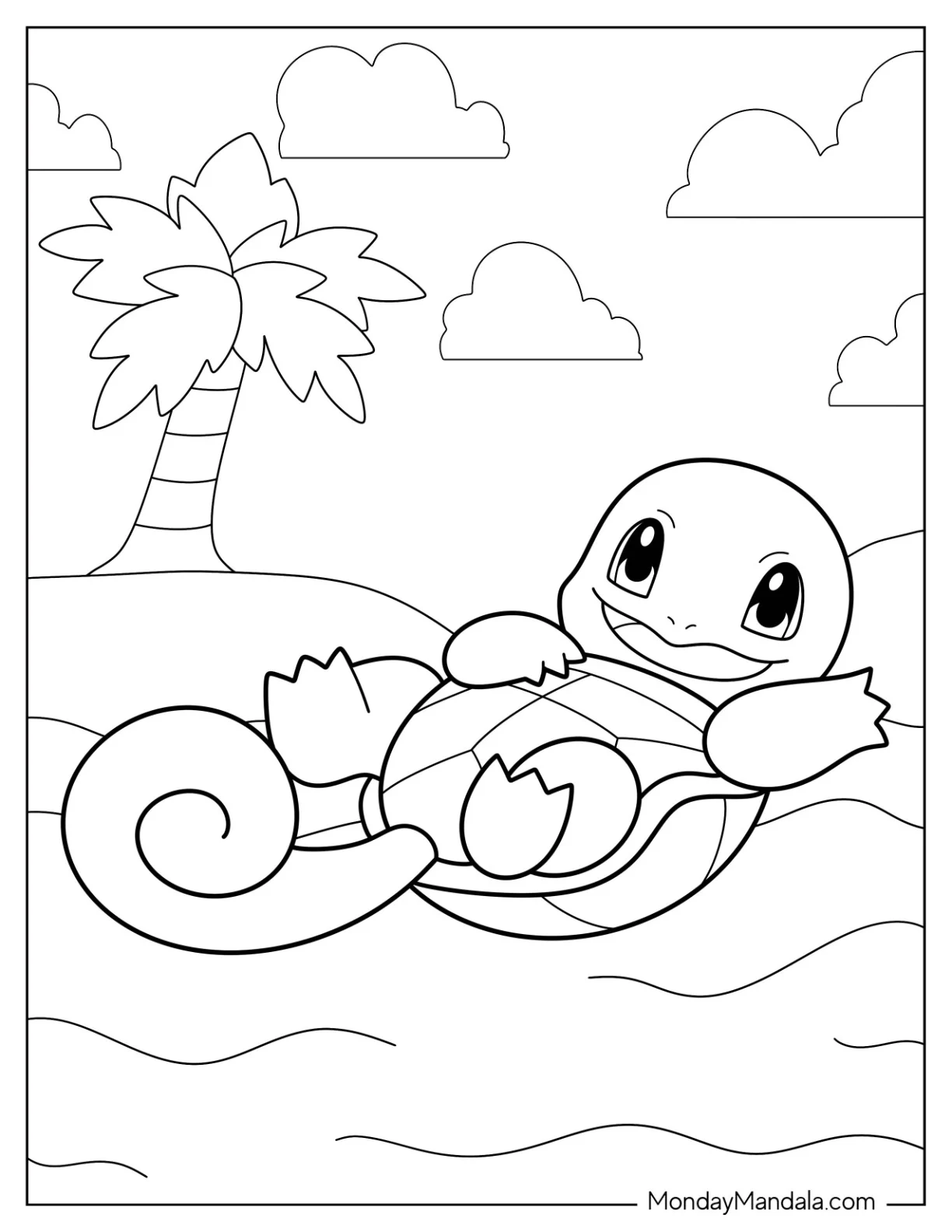 Squirtle Coloring Page Rolling On Sand coloring page