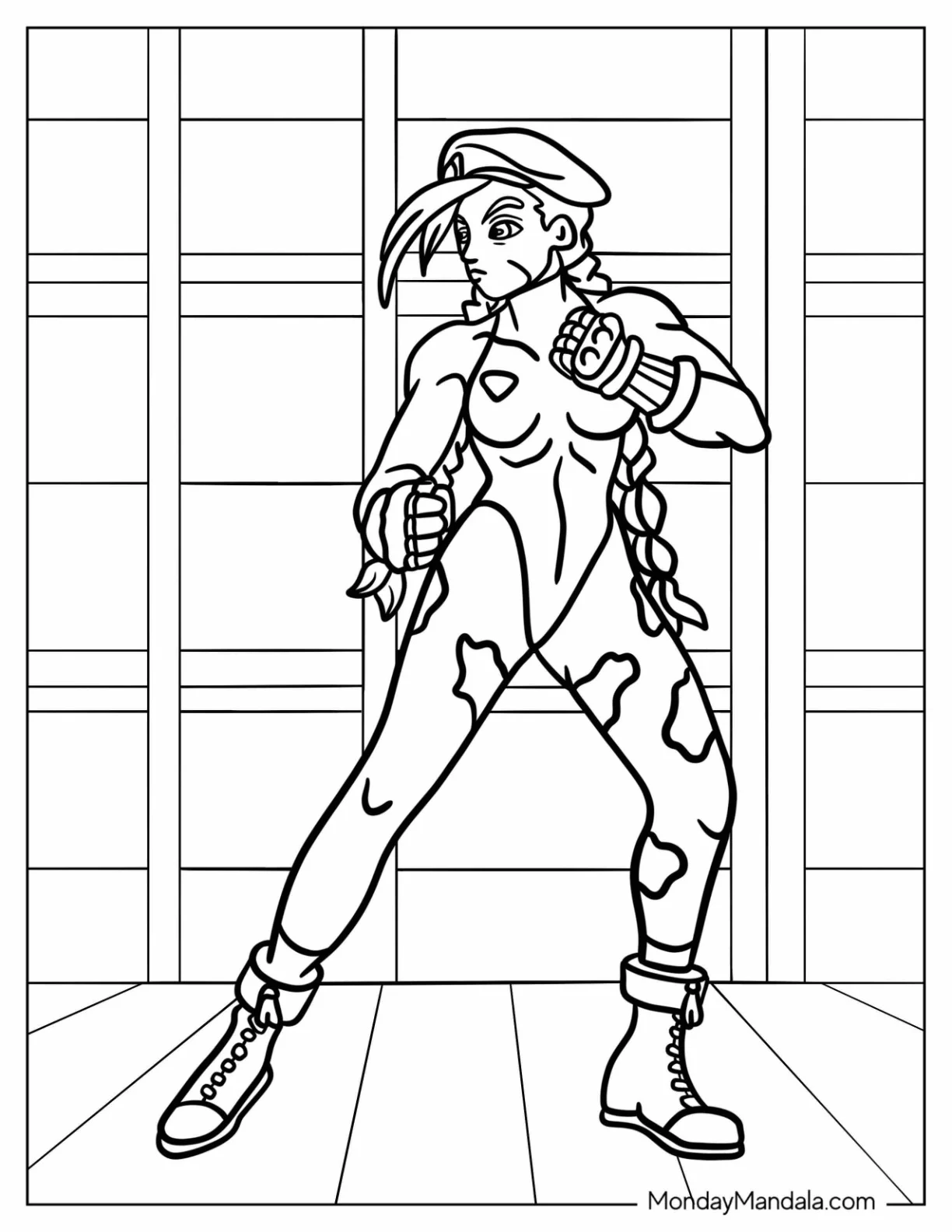Street Fighter Coloring Page Of Cammy White In Battle Pose coloring page