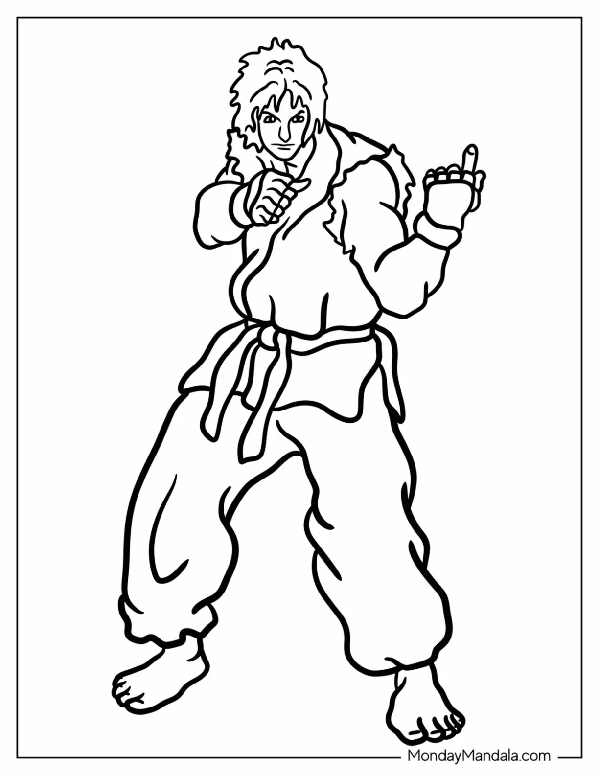 Street Fighter Coloring Page Of Ken Masters For Kids coloring page