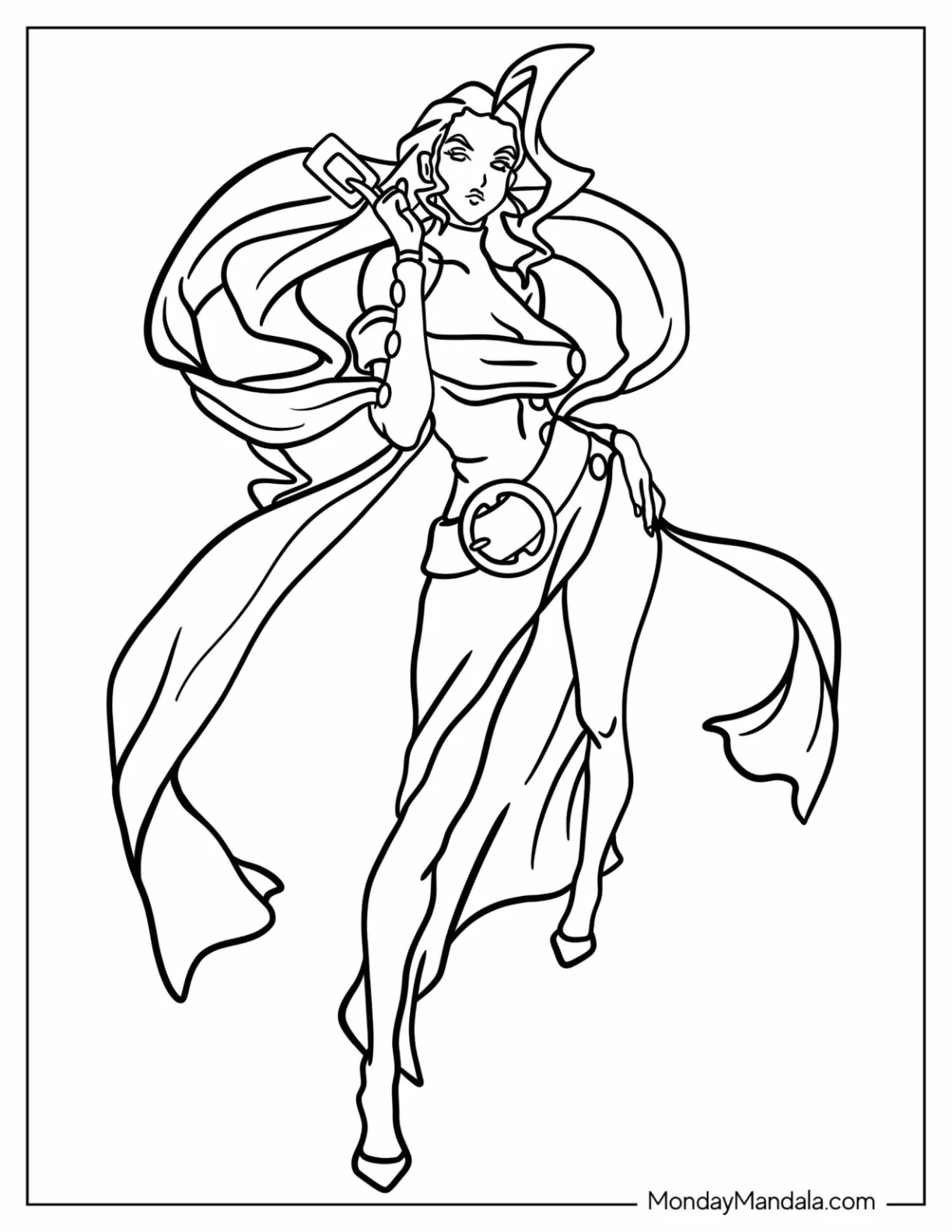 Street Fighter Coloring Page Of Rose Holding Up A Card coloring page