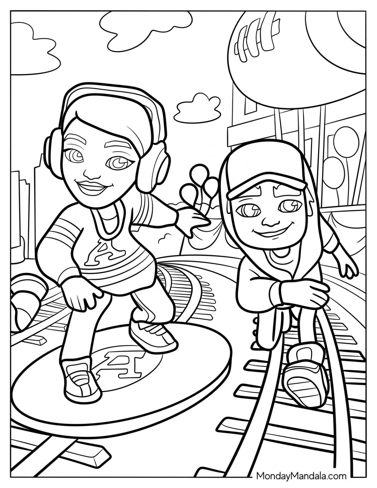 Subway Surfers Coloring Page Alicia Racing Jake coloring page
