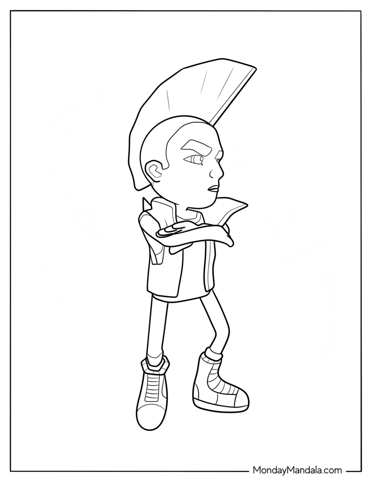 Subway Surfers Coloring Page Angry Spike For Preschoolers coloring page