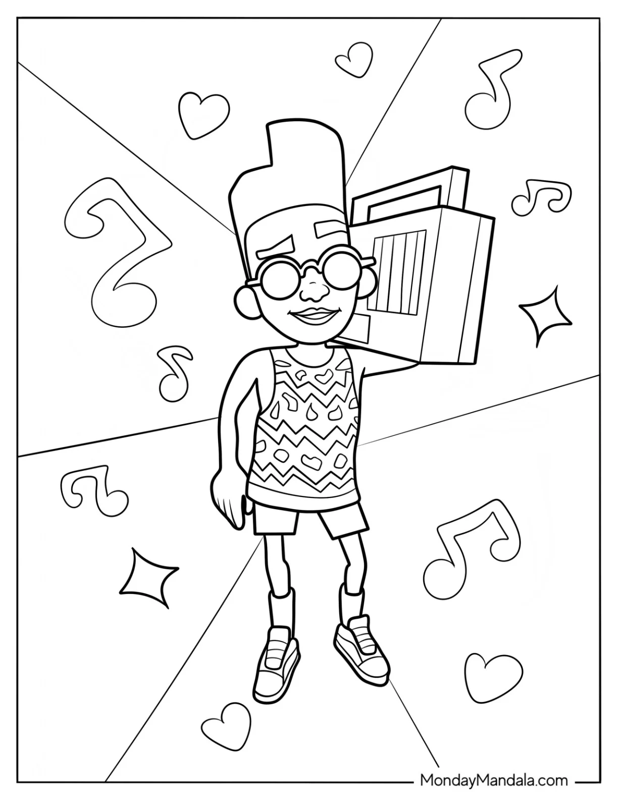 Subway Surfers Coloring Page  Fresh Carrying A Stereo coloring page