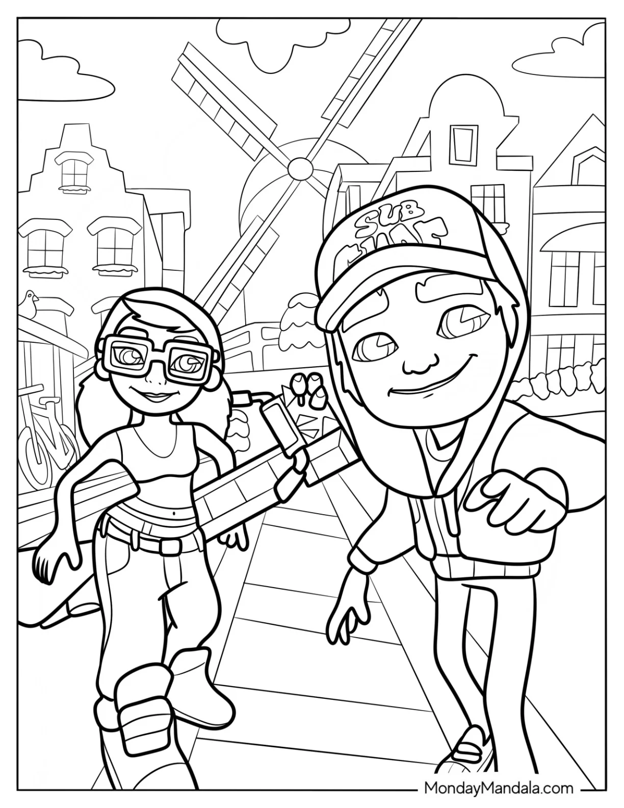 Subway Surfers Coloring Page Jake And Tricky Subway Surfers coloring page — printable line art