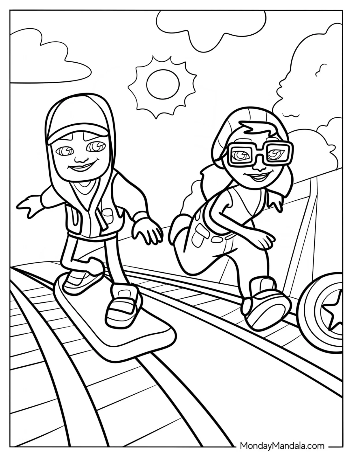 Subway Surfers Coloring Page Jake Racing Tricky coloring page — printable line art