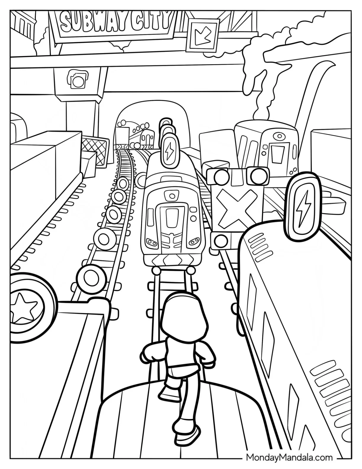 Subway Surfers Coloring Page On The Edge Of A Train coloring page