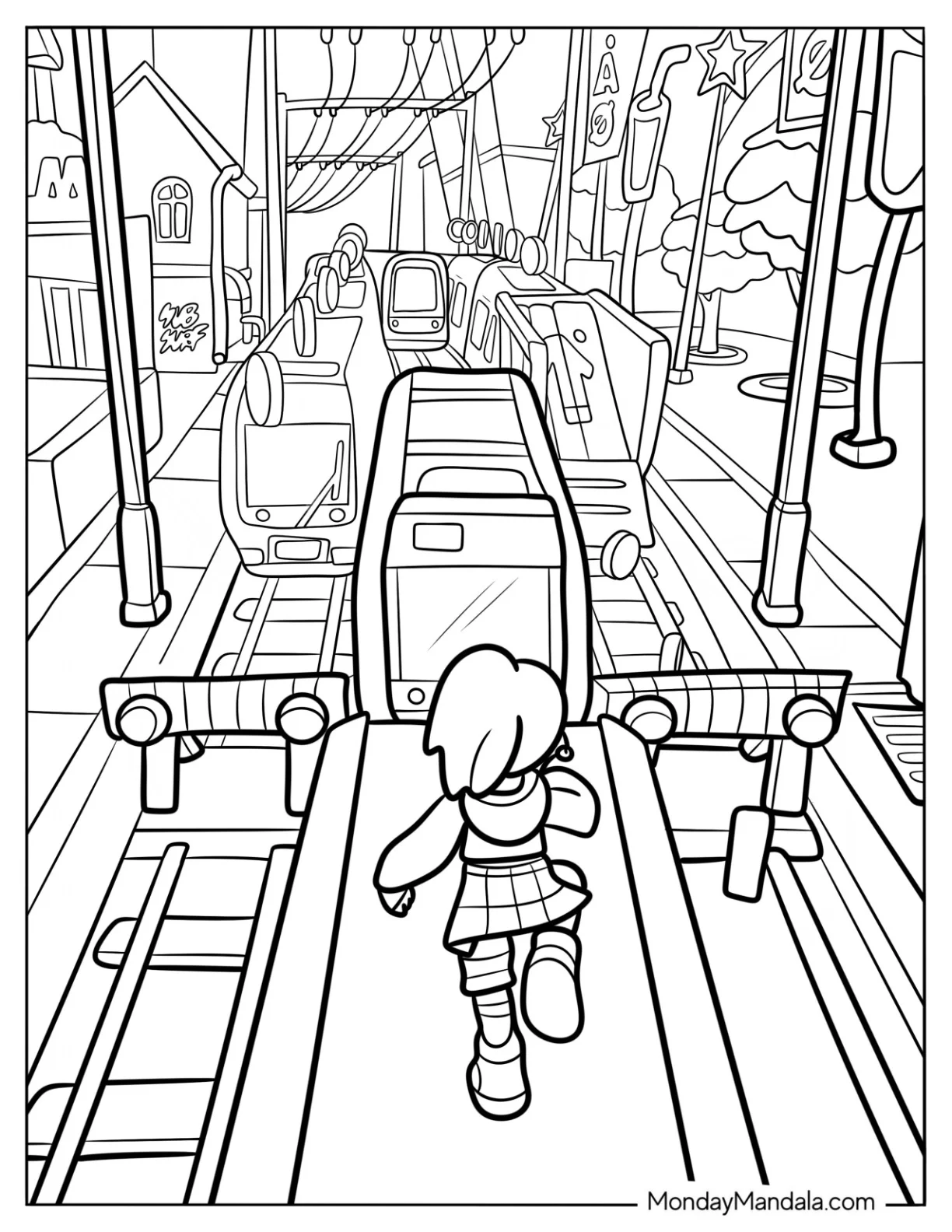 Subway Surfers Coloring Page Tricky On Top Of A Train coloring page