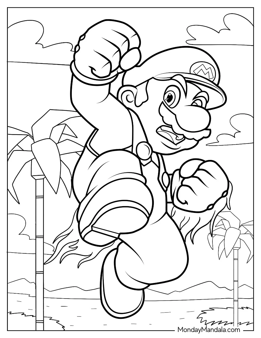 Mario In Super Smash Bros Coloring Page For Kids coloring page