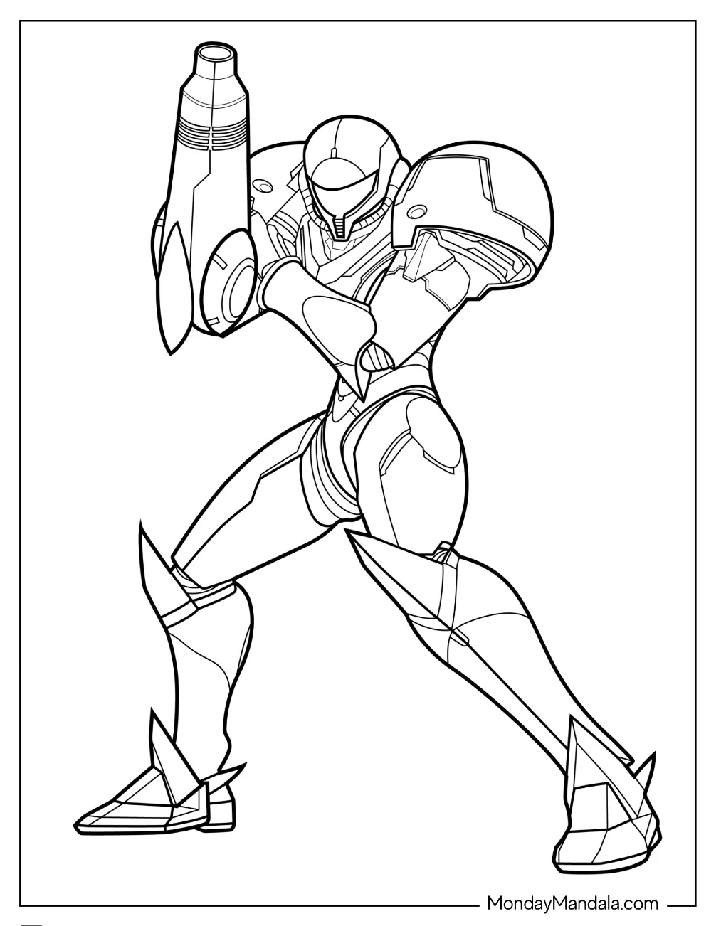 Super Smash Bros Coloring Page Of Easy Samus Aran Outline coloring page