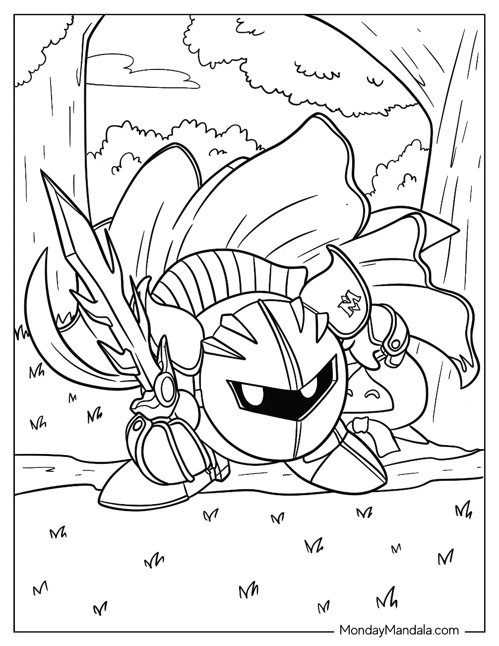 Super Smash Bros Coloring Page Of Meta Knight For Kids coloring page