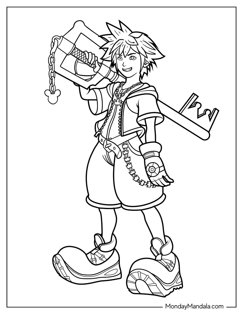 Super Smash Bros Coloring Page Of Sora Holding Keyblade coloring page