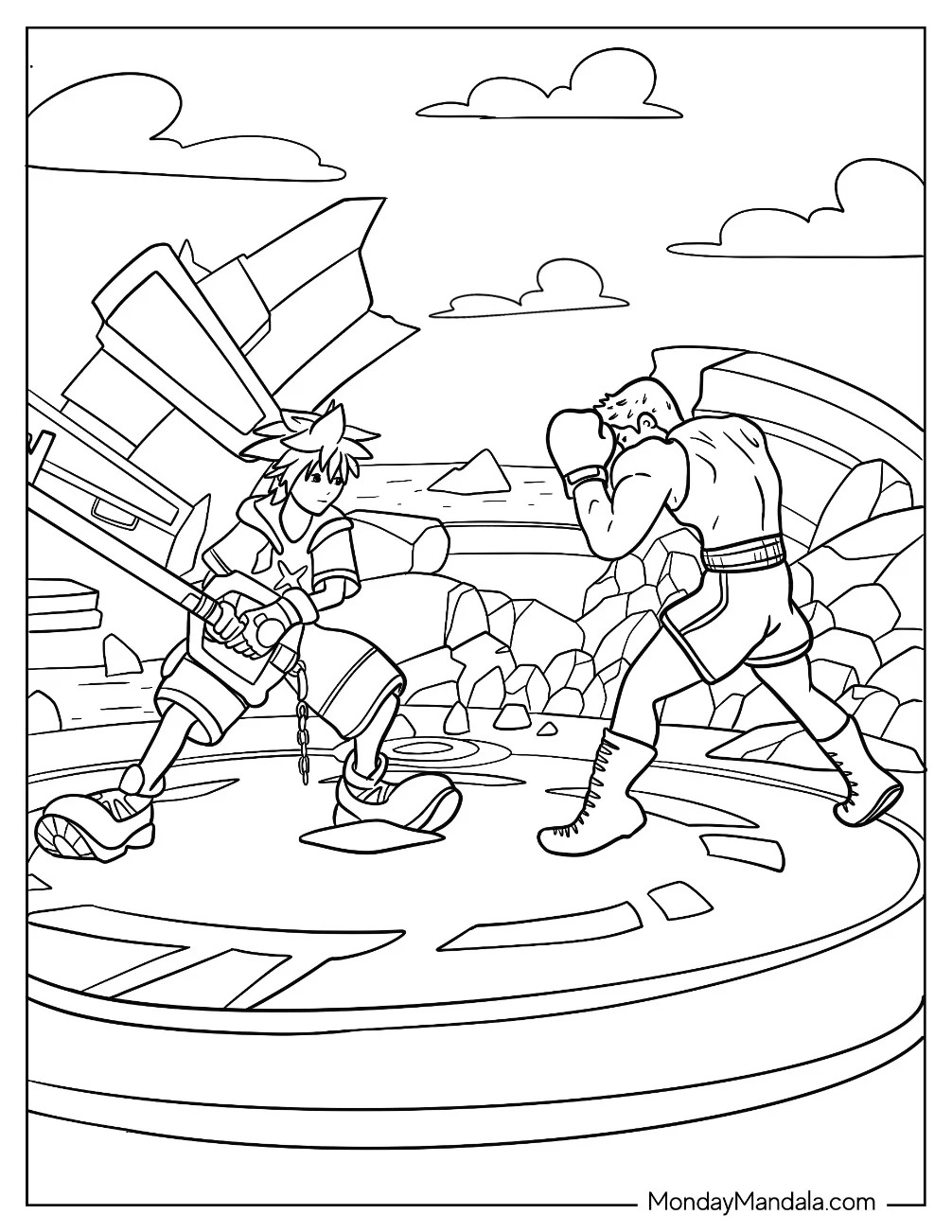 Super Smash Bros Coloring Page Of Sora Vs Little Mac coloring page