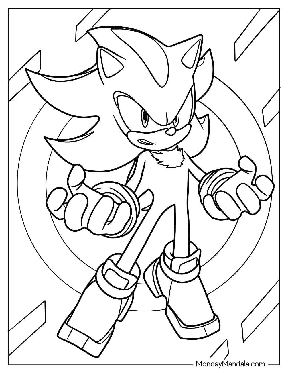 Easy Super Sonic Coloring Page For Kids coloring page