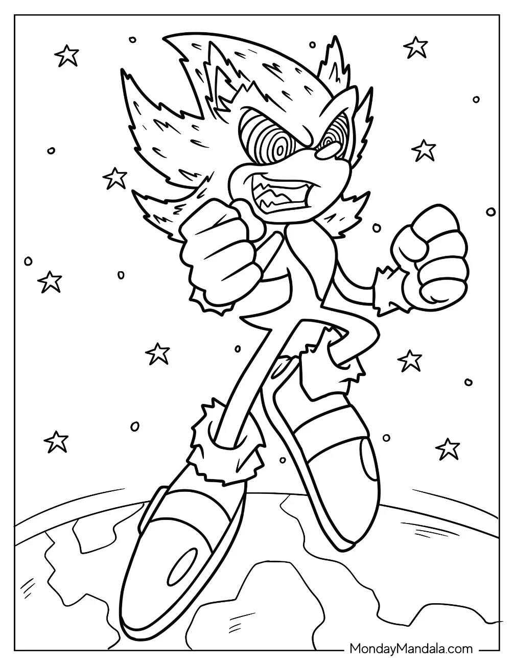 Evil Super Sonic Coloring Page With Hypnotic Eyes coloring page