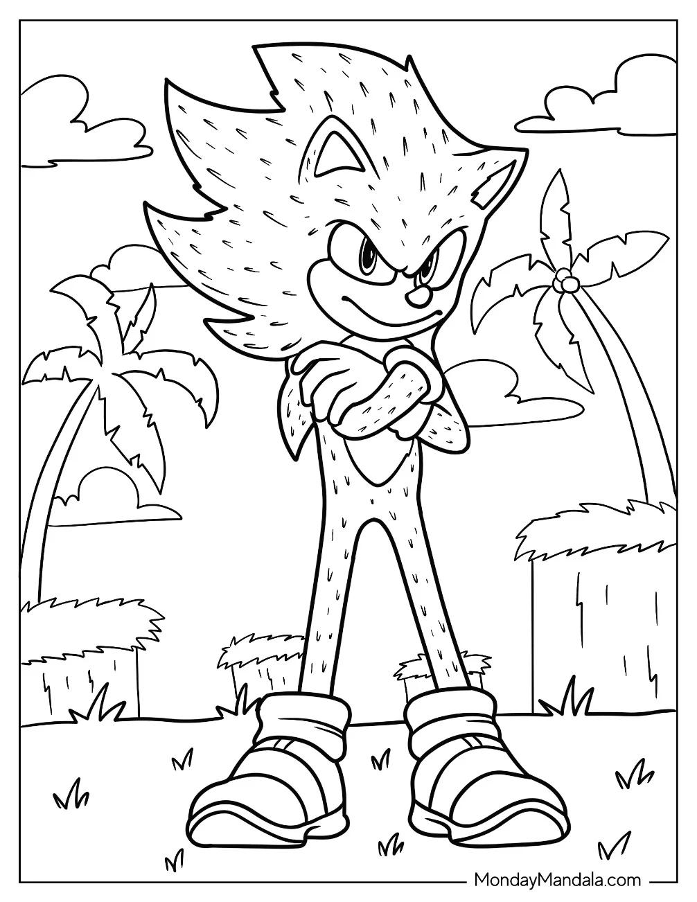 Furry Super Sonic Coloring Page With Arms Crossed coloring page