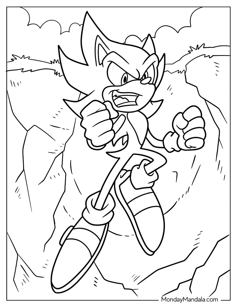 Super Sonic Coloring Page Leaping And Laughing coloring page