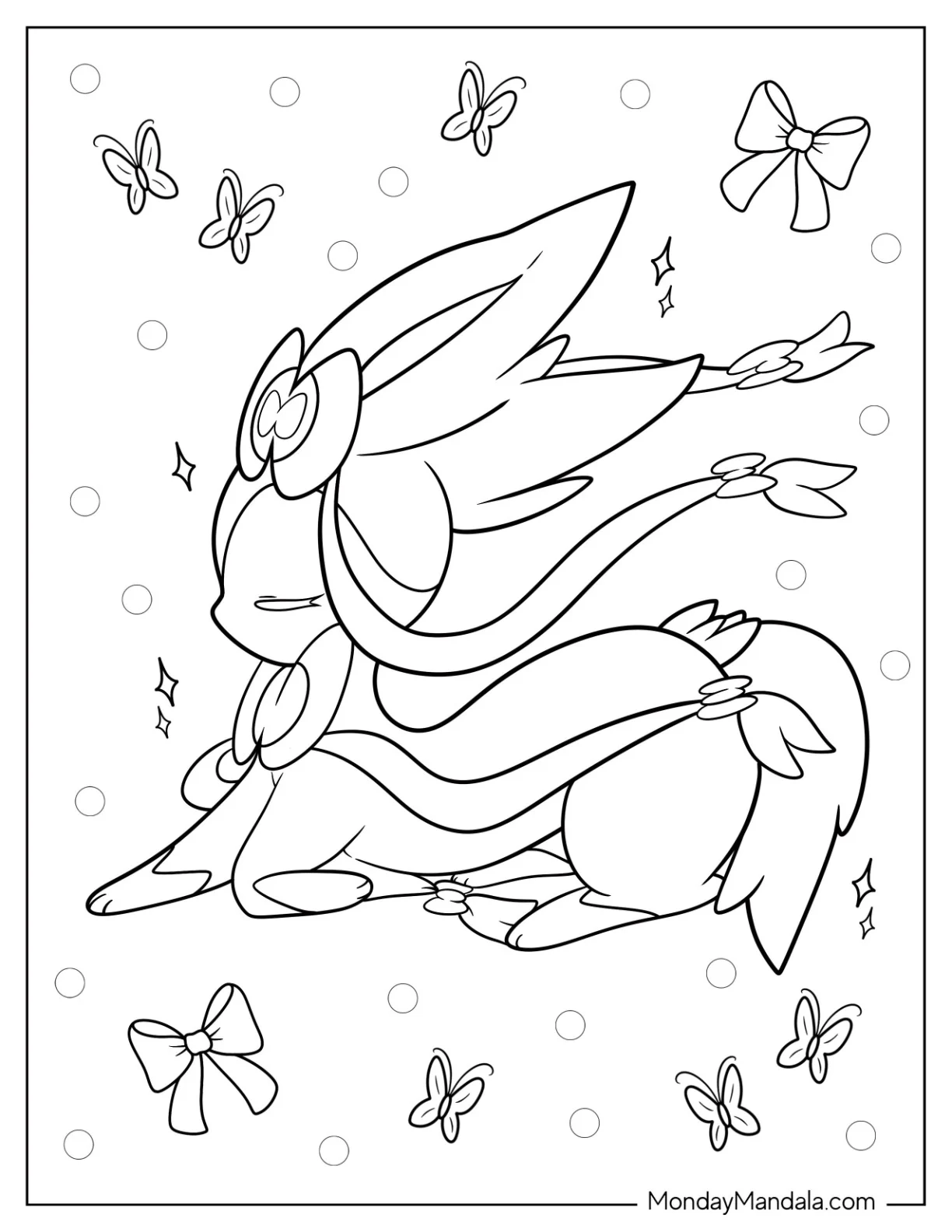Cute Sleeping Sylveon Coloring Page coloring page — printable line art