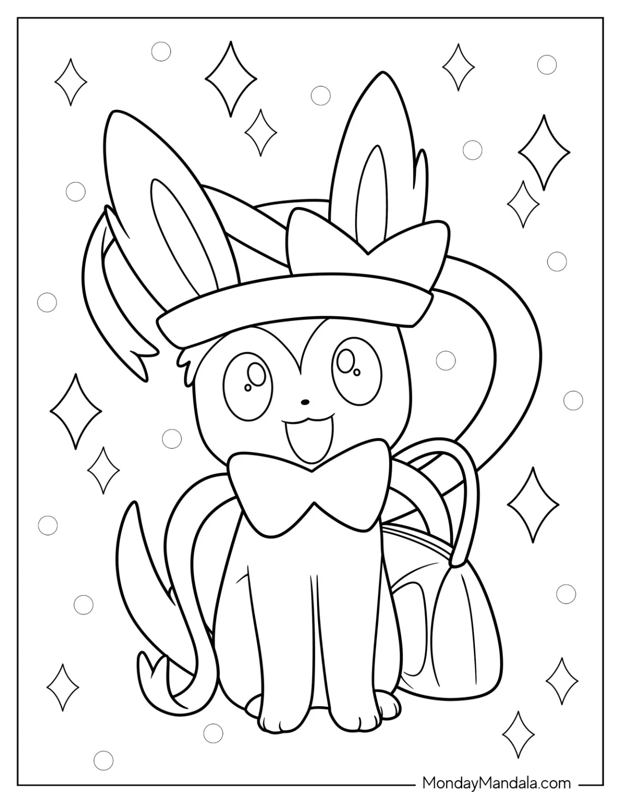 Happy Sylveon Coloring Page Carrying Handbag coloring page