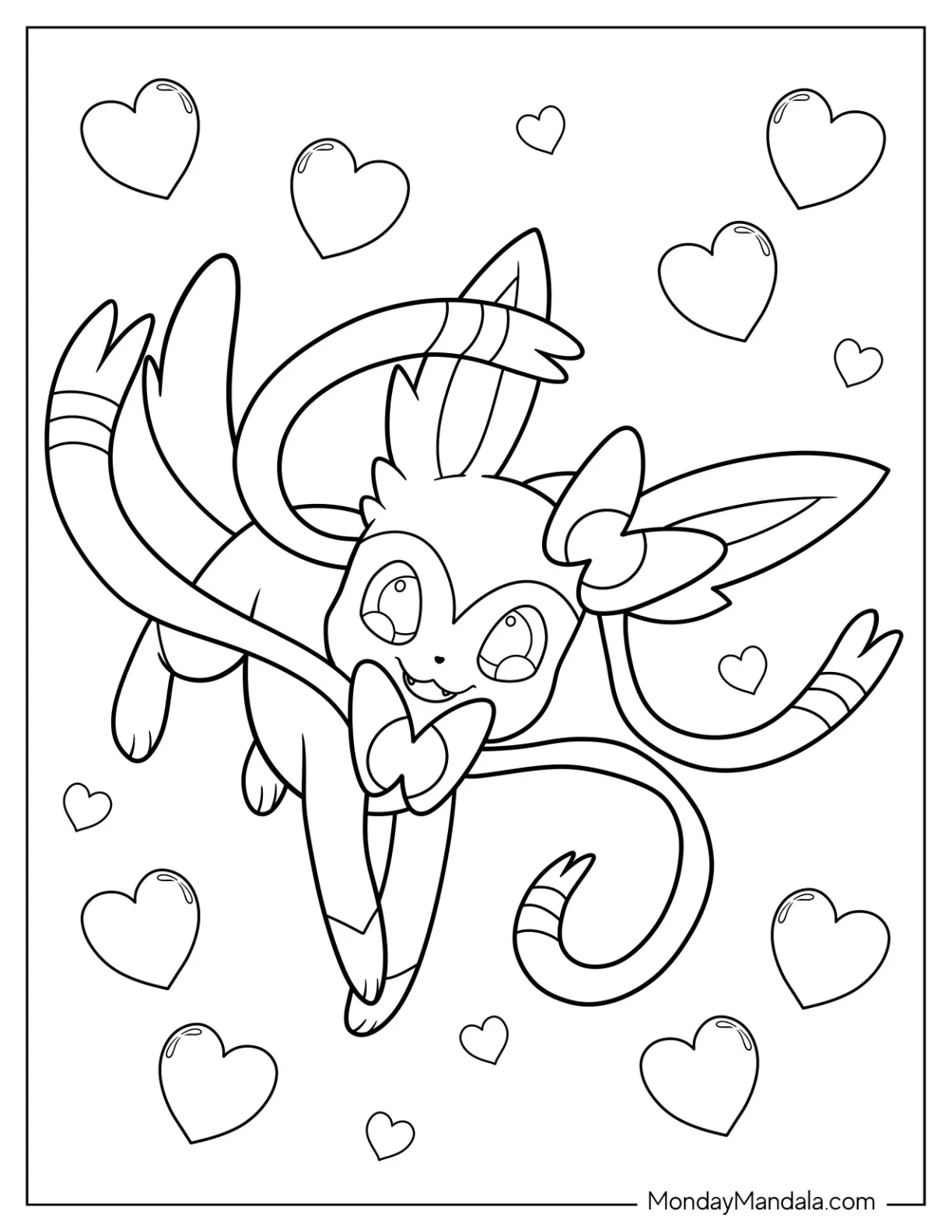 Kawaii Sylveon Coloring Page Leaping coloring page