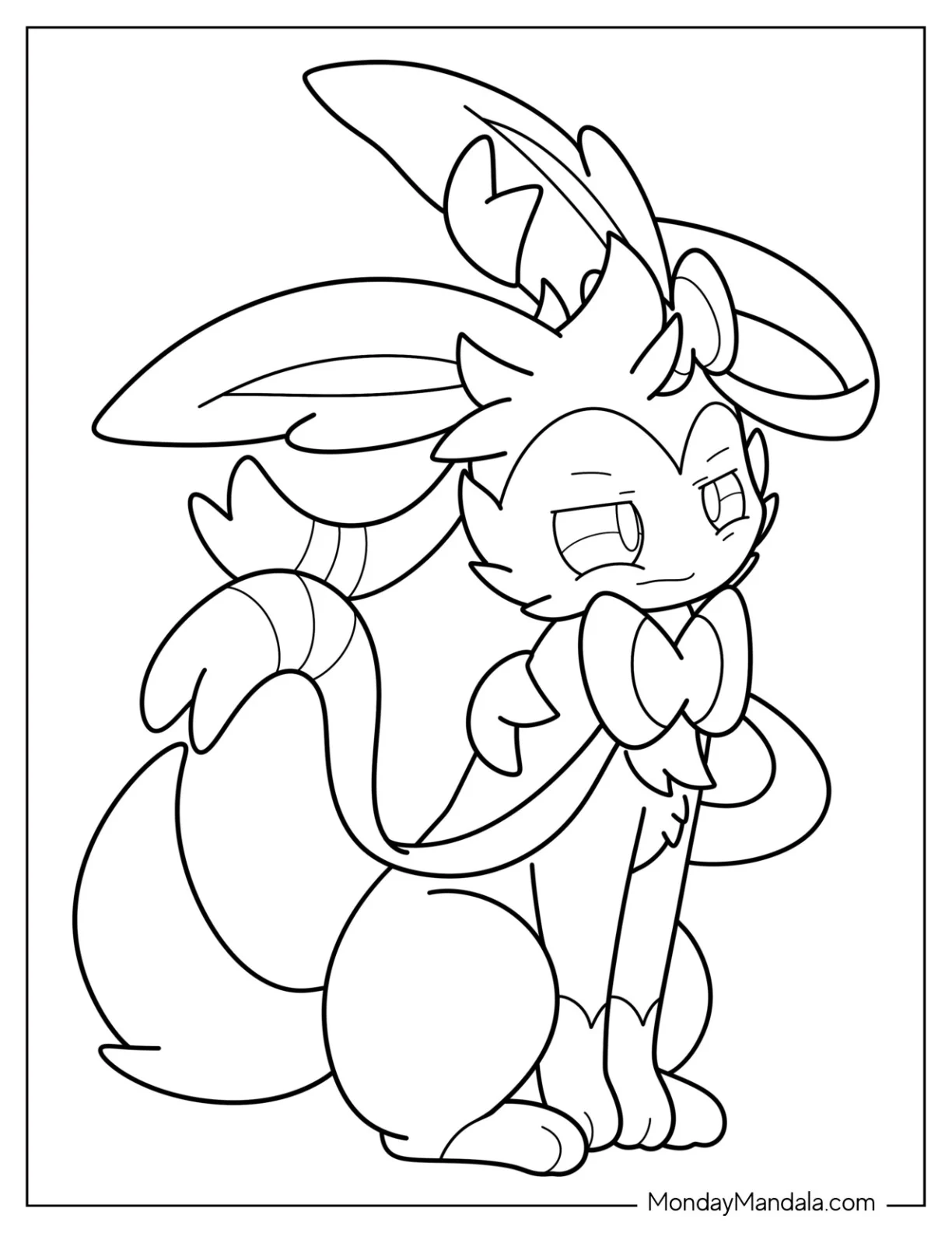 Sleepy Sylveon Coloring Page coloring page — printable line art