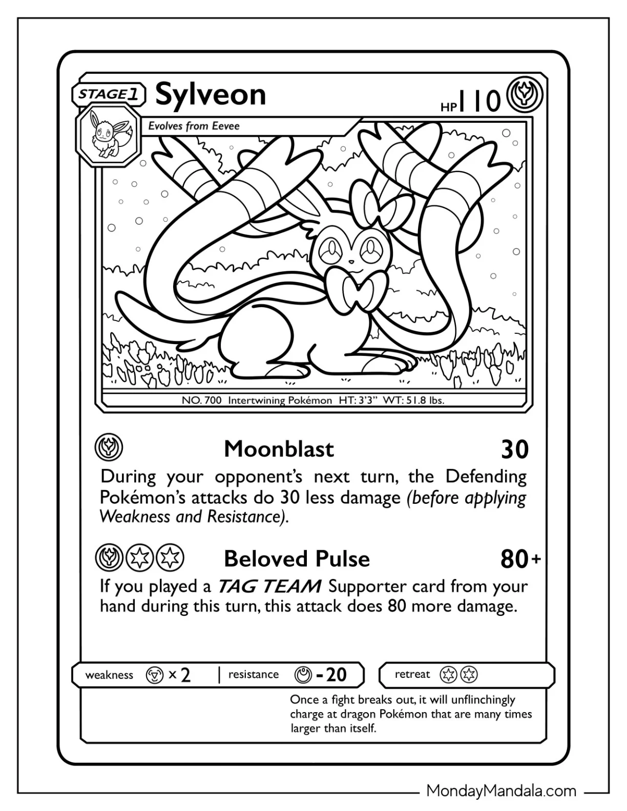 Sylveon Coloring Page Moonblast Pokemon Card coloring page