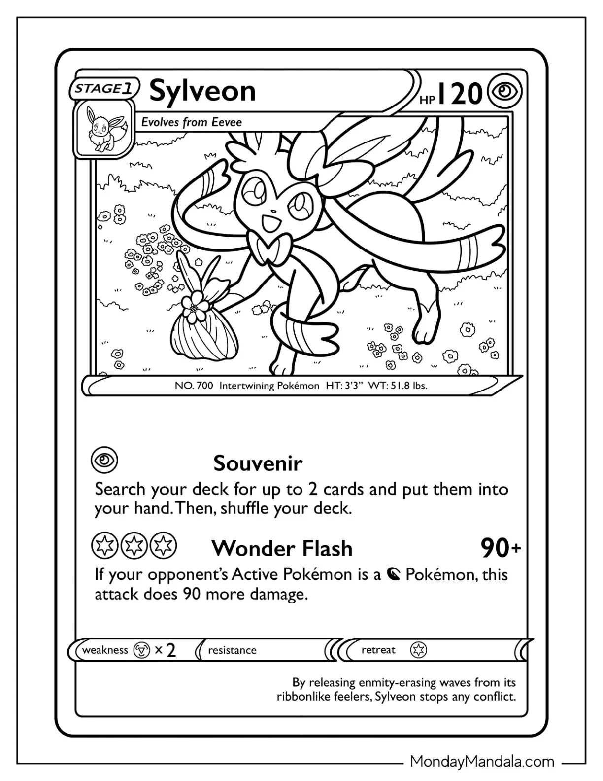 Sylveon Coloring Page Of Wonder Flash Pokemon Card coloring page