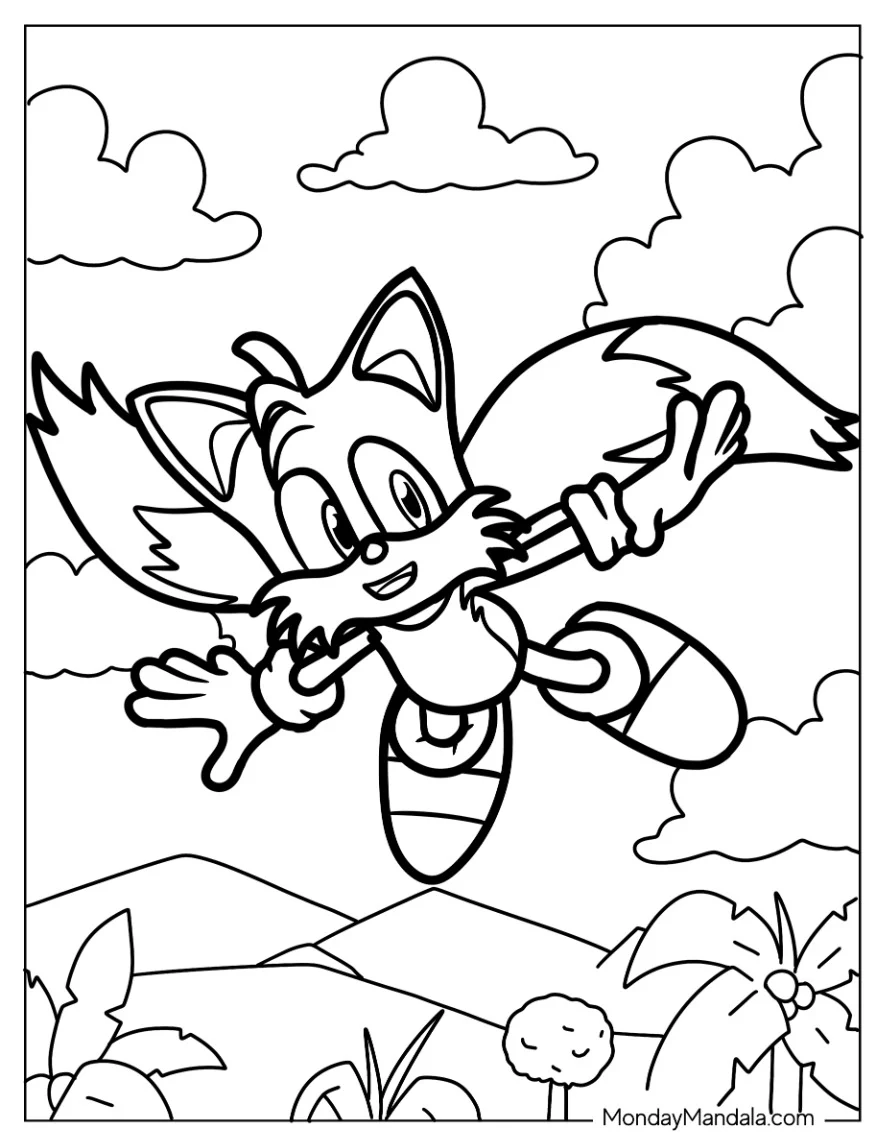 Easy Flying Tails Coloring Page For Kids coloring page