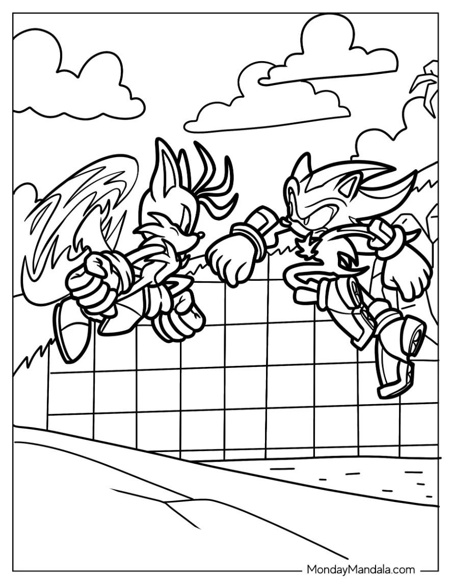Shadow Fighting Tails Coloring Page coloring page