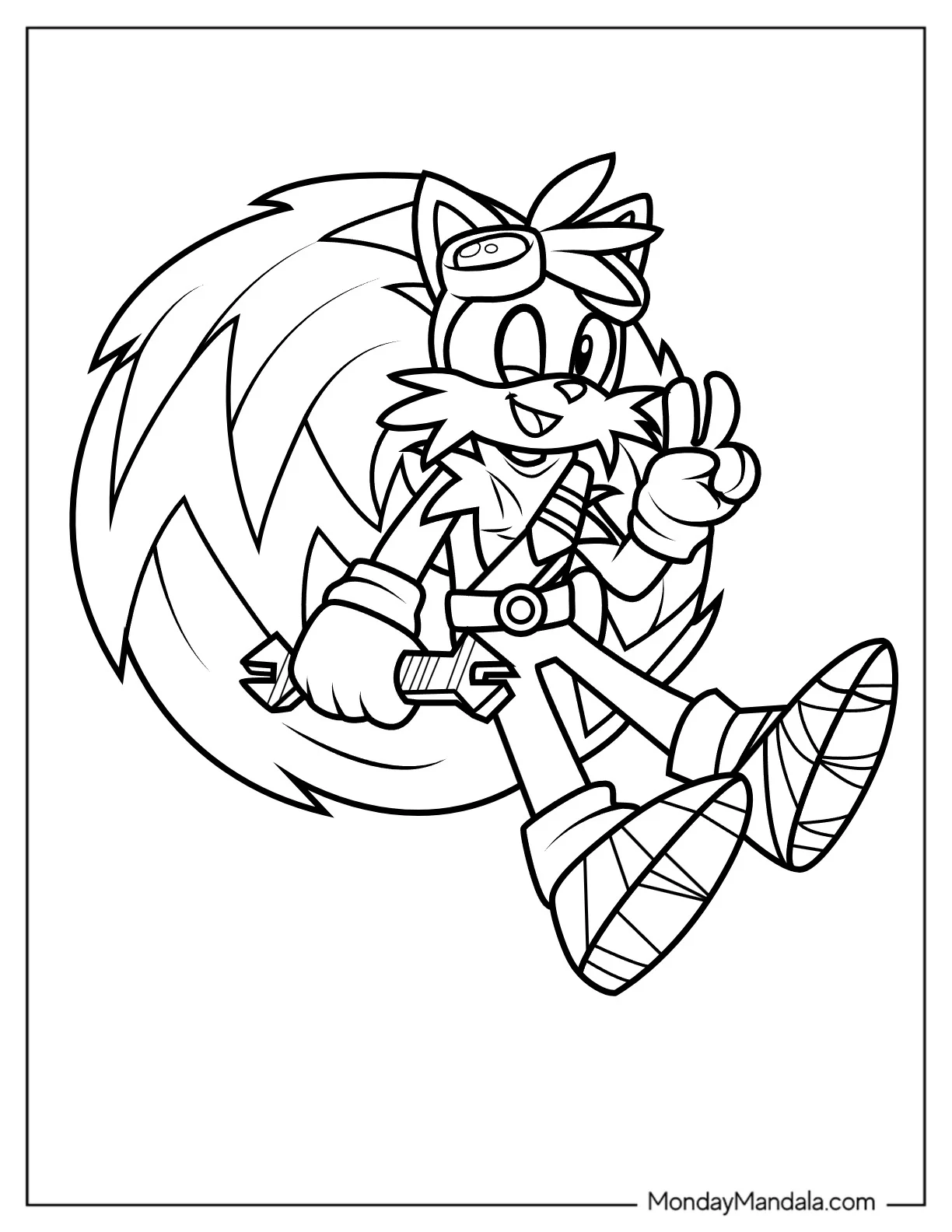 Tails Coloring Page Doing Peace Sign coloring page — printable line art