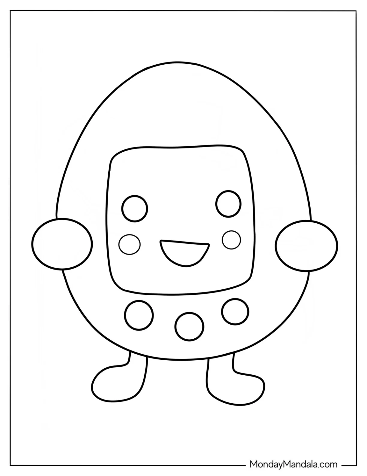 Cartoon Tamagotchi Coloring Page For Kids coloring page — printable line art