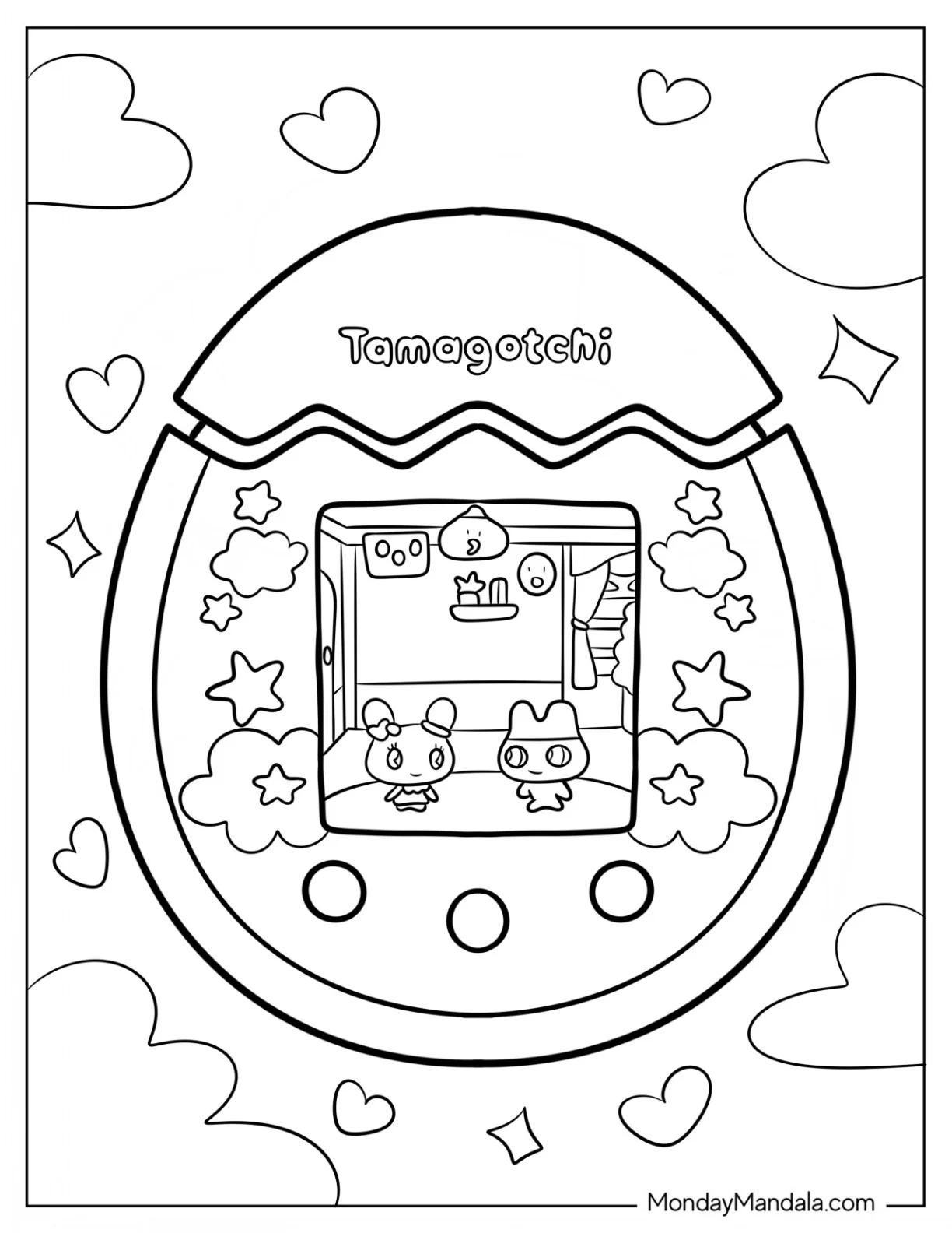 Raising Tamagotchi Coloring Pages  Pets For Kids coloring page