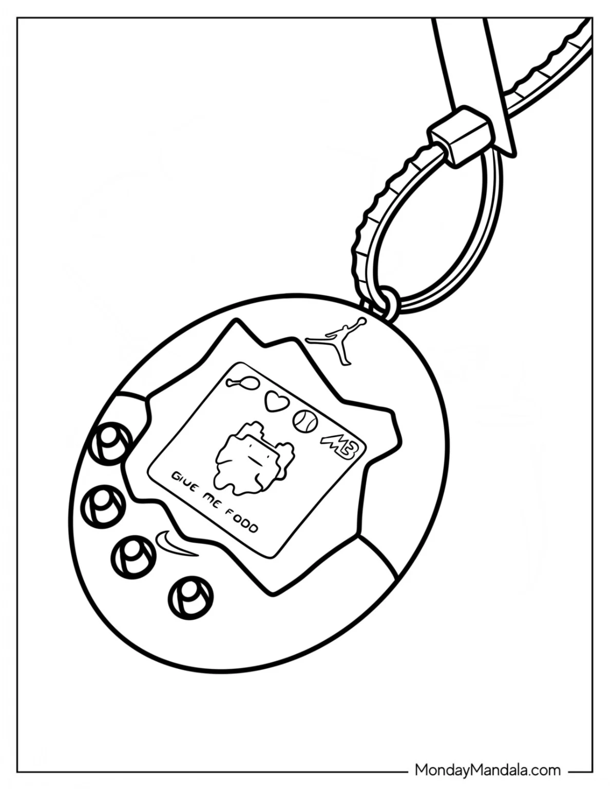 Tamagotchi Coloring Page Of Nike Tamagotchi For Preschoolers coloring page — printable line art