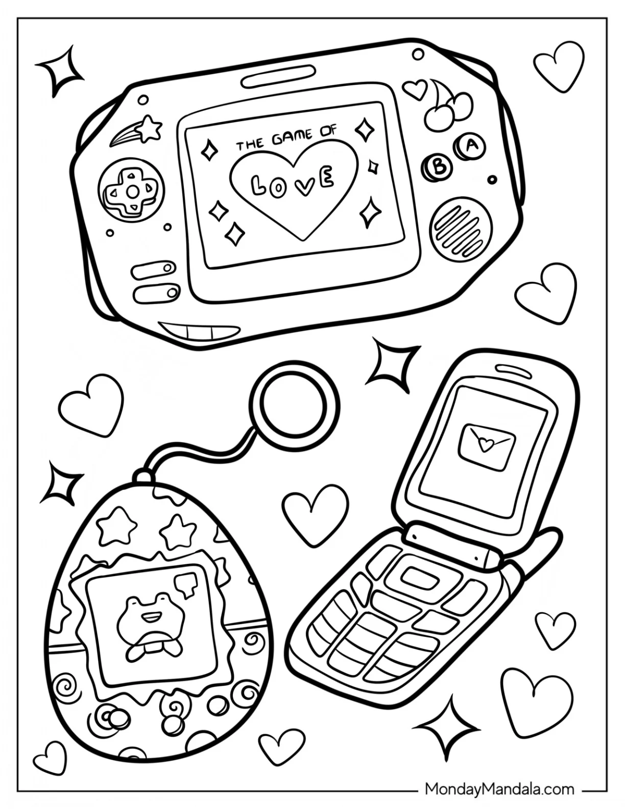 Tamagotchi Coloring Pages Game Console coloring page
