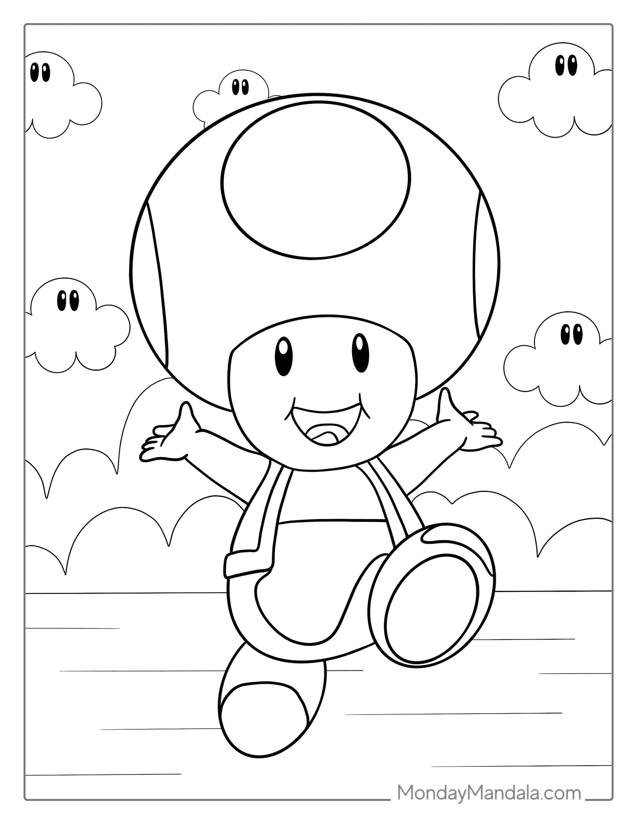 Smiling Toad From Super Mario Land coloring page
