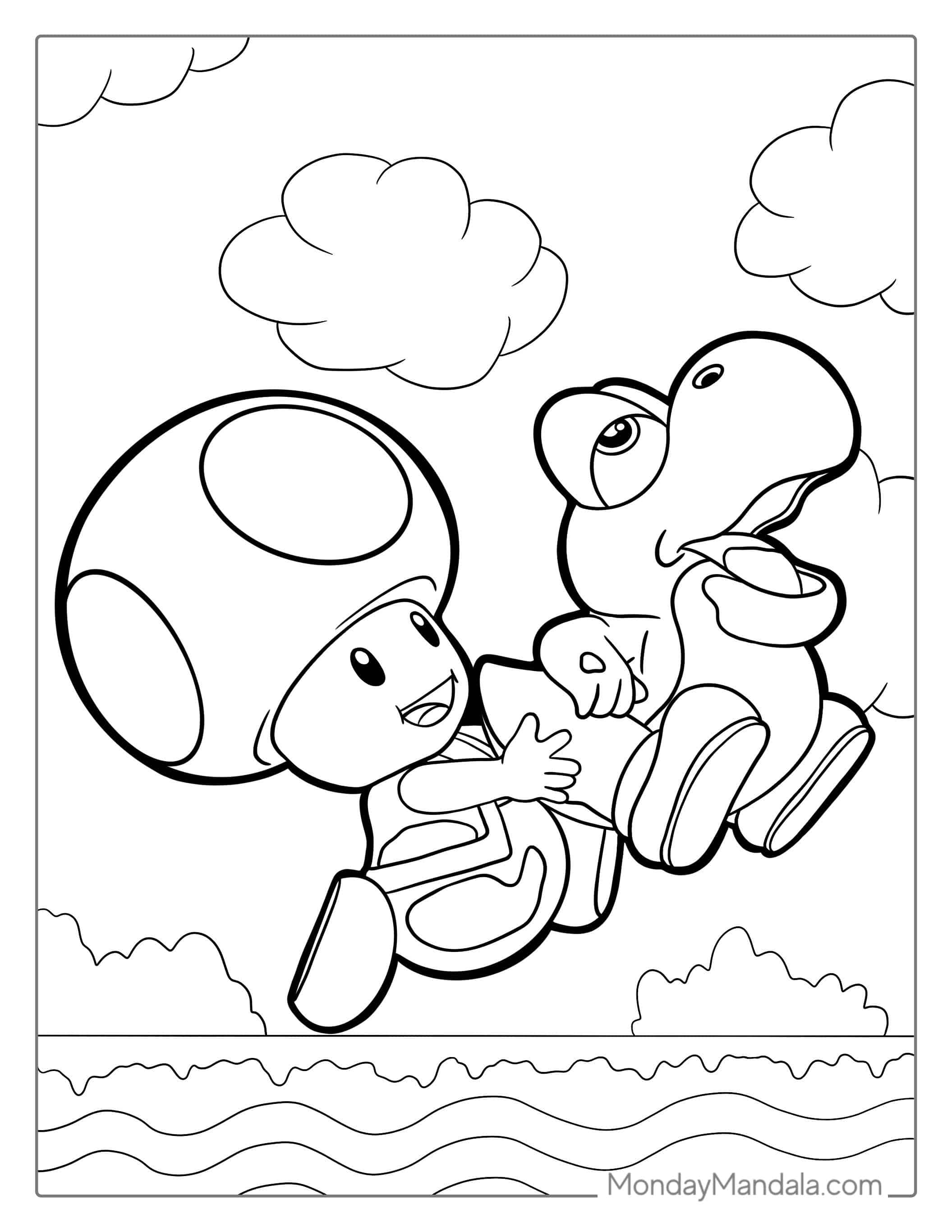 Toad And Baby Yoshi coloring page