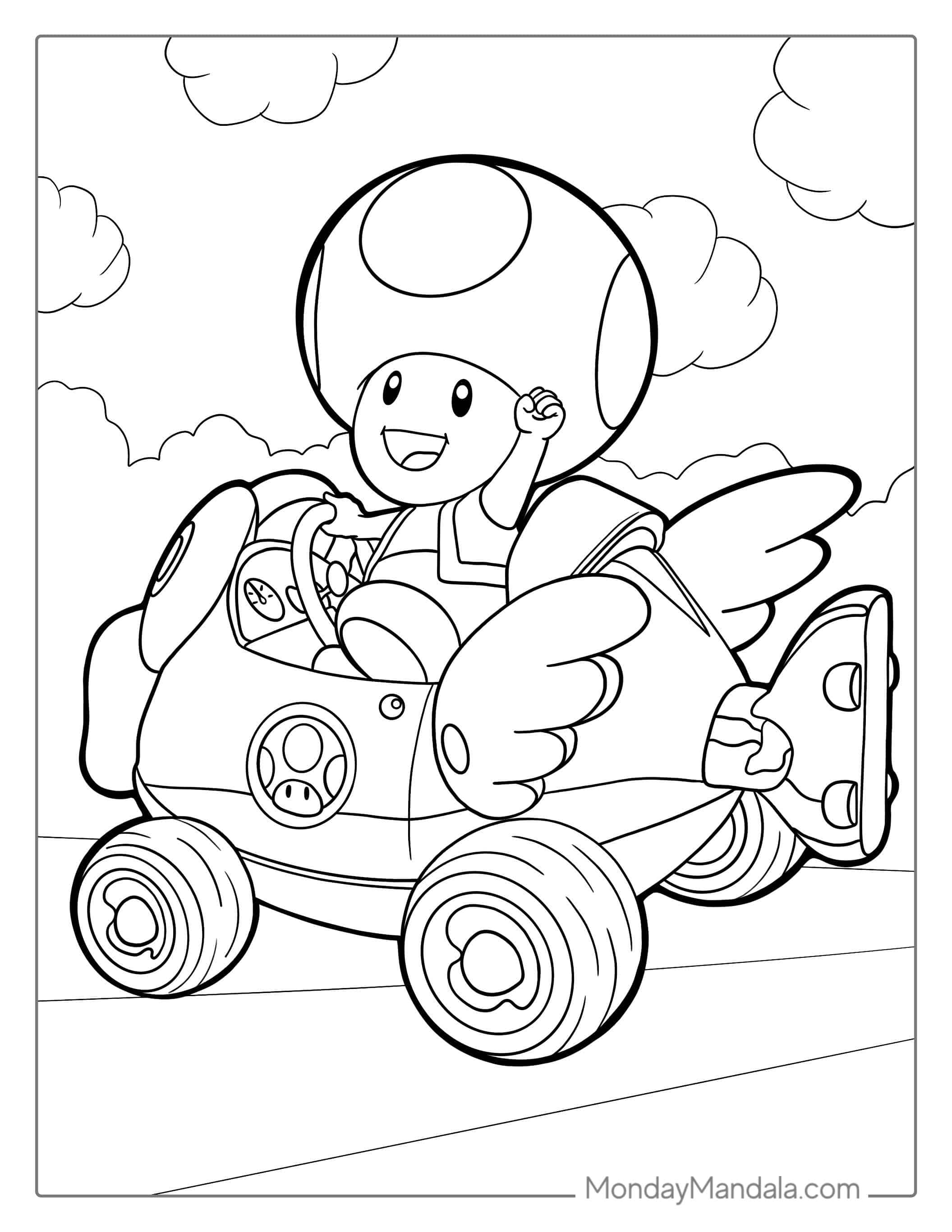 Toad (Mario Kart) Coloring Page For Kids coloring page