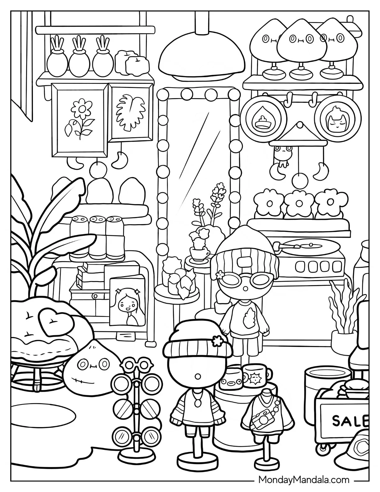 Aesthetic Toca Boca Mini Store coloring page