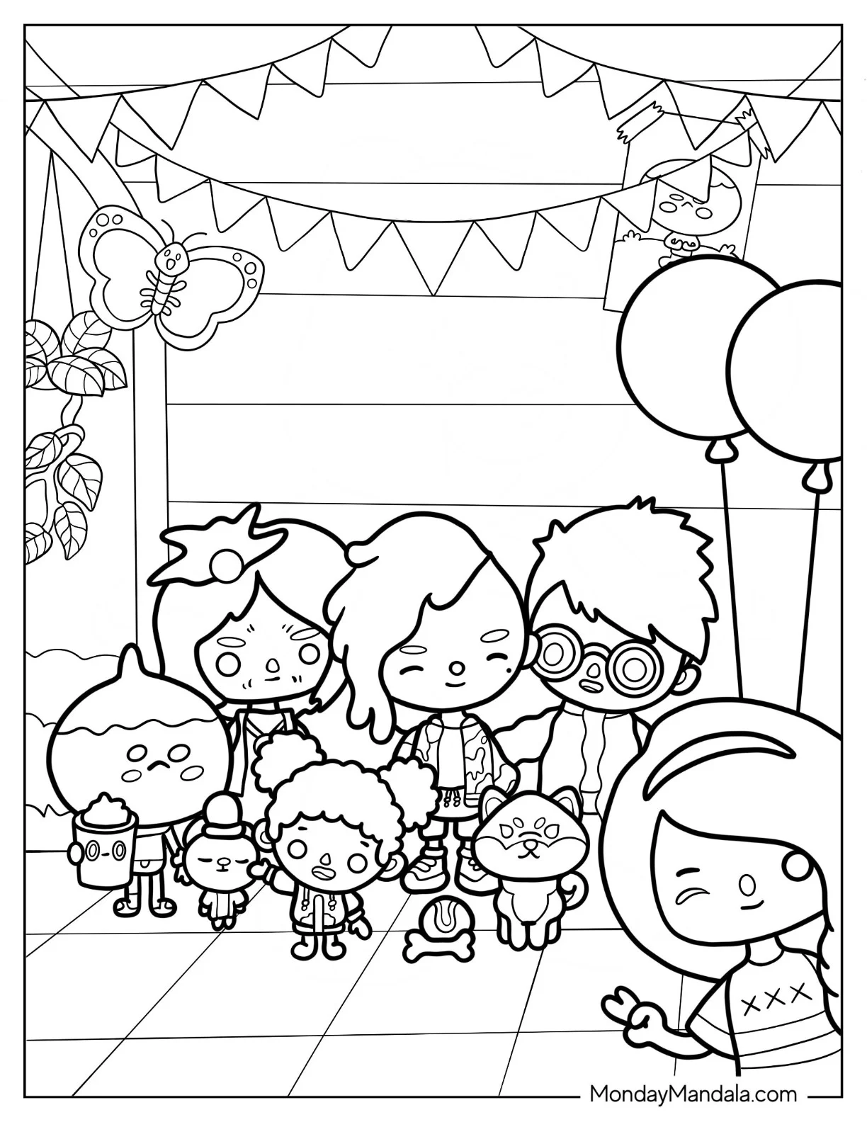 Cute Toca Boca Life World Birthday Party Coloring Sheet coloring page