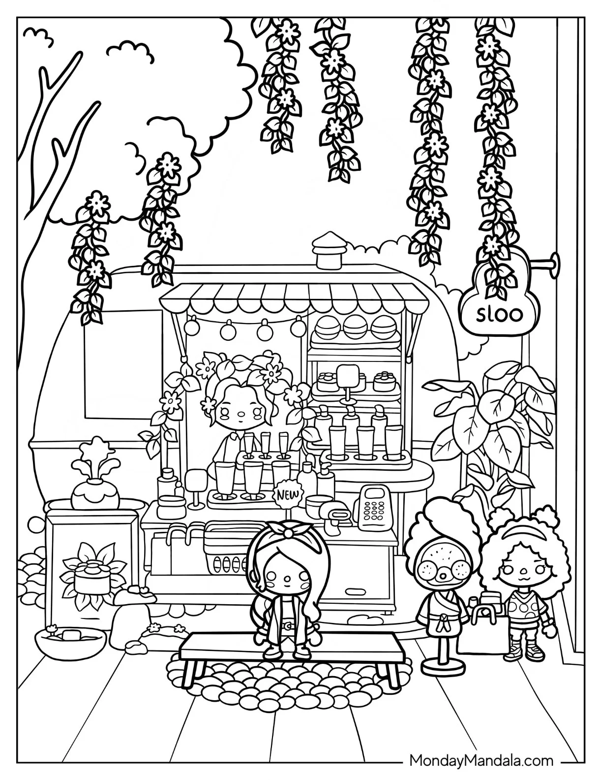 Cute Toca Boca Skincare Booth Coloring Page coloring page