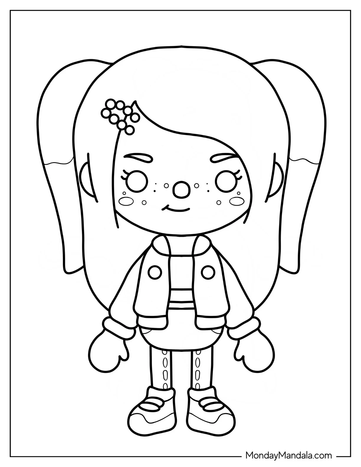 Freckled Toca Boca Girl Coloring Sheet coloring page