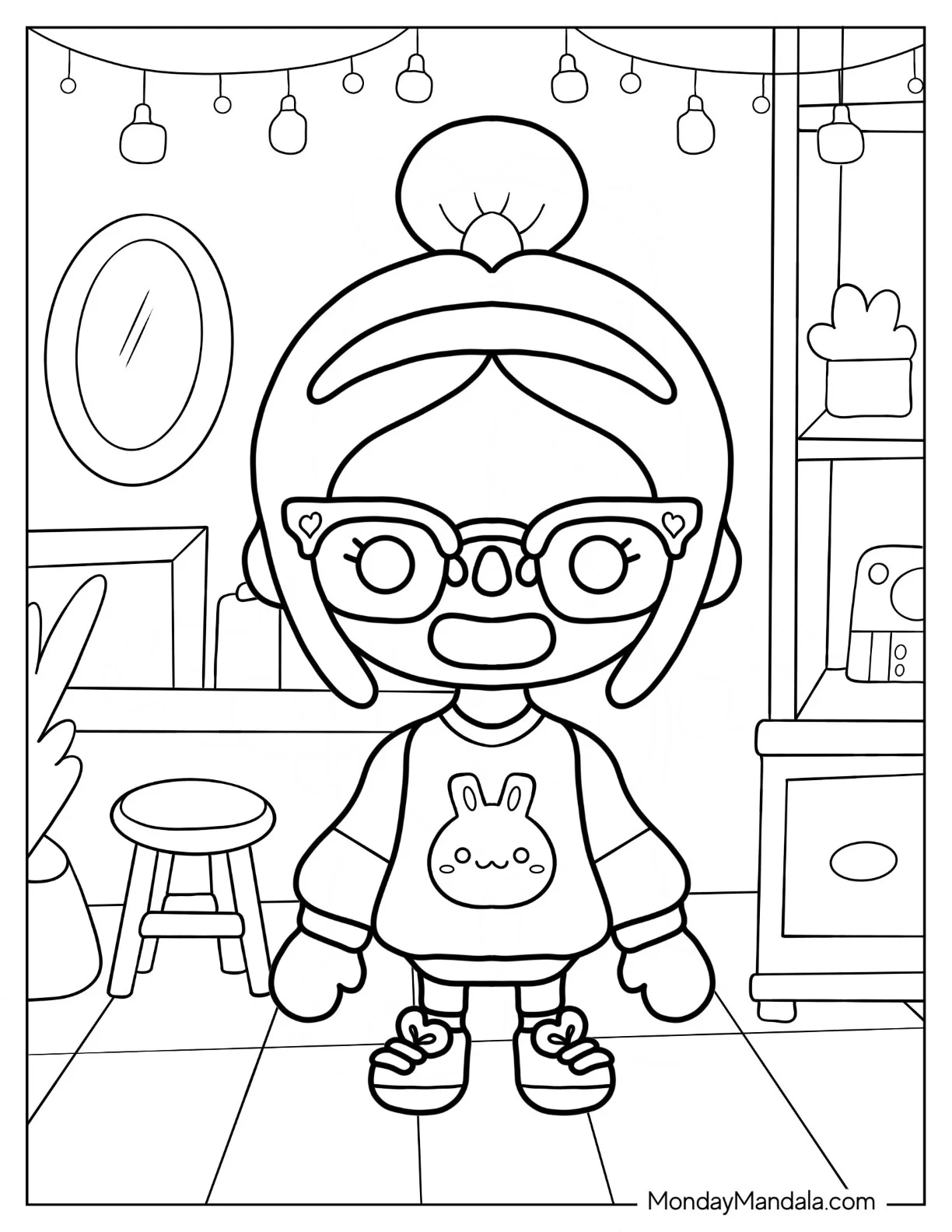 Scared Toca Boca Nerdy Girl Coloring Page coloring page