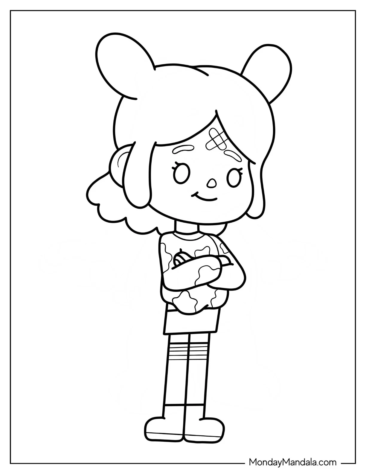 Toca Boca Doodle Girl With Band Aid On Forehead coloring page