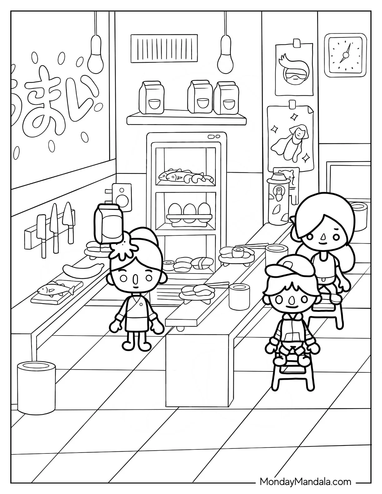 Toca Boca Life World Japanese Restaurant Coloring Sheet coloring page