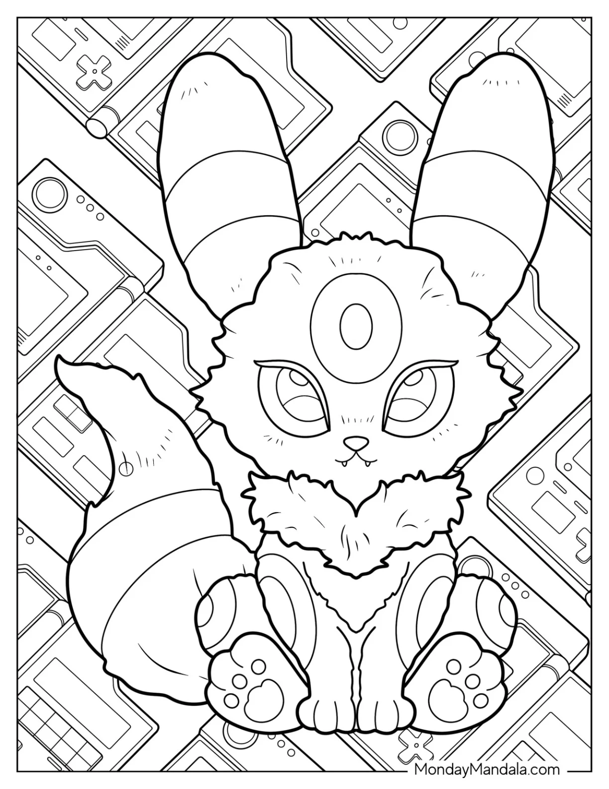 Chibi Umbreon Coloring Page For Preschoolers coloring page — printable line art