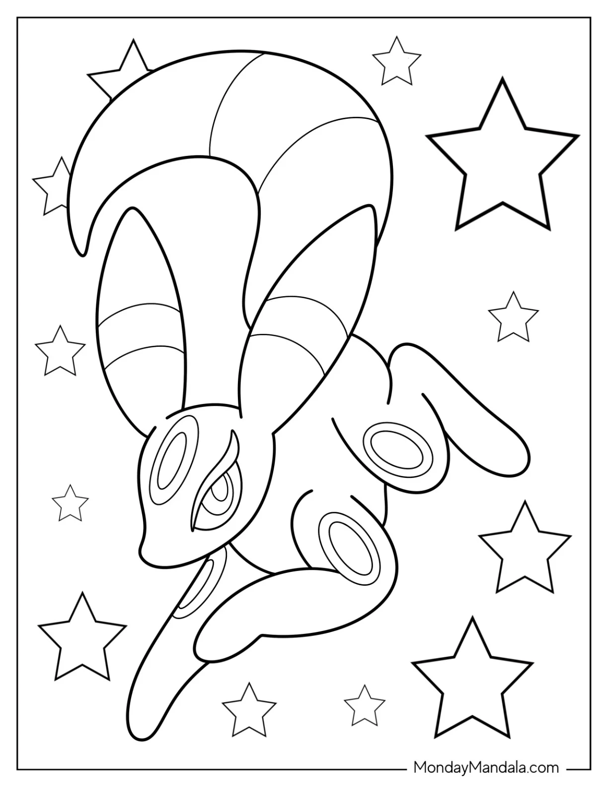 Cute Umbreon Coloring Page With Stars For Kids coloring page